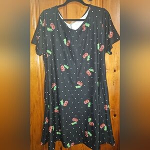 Plus Size cherry print dress w/pockets